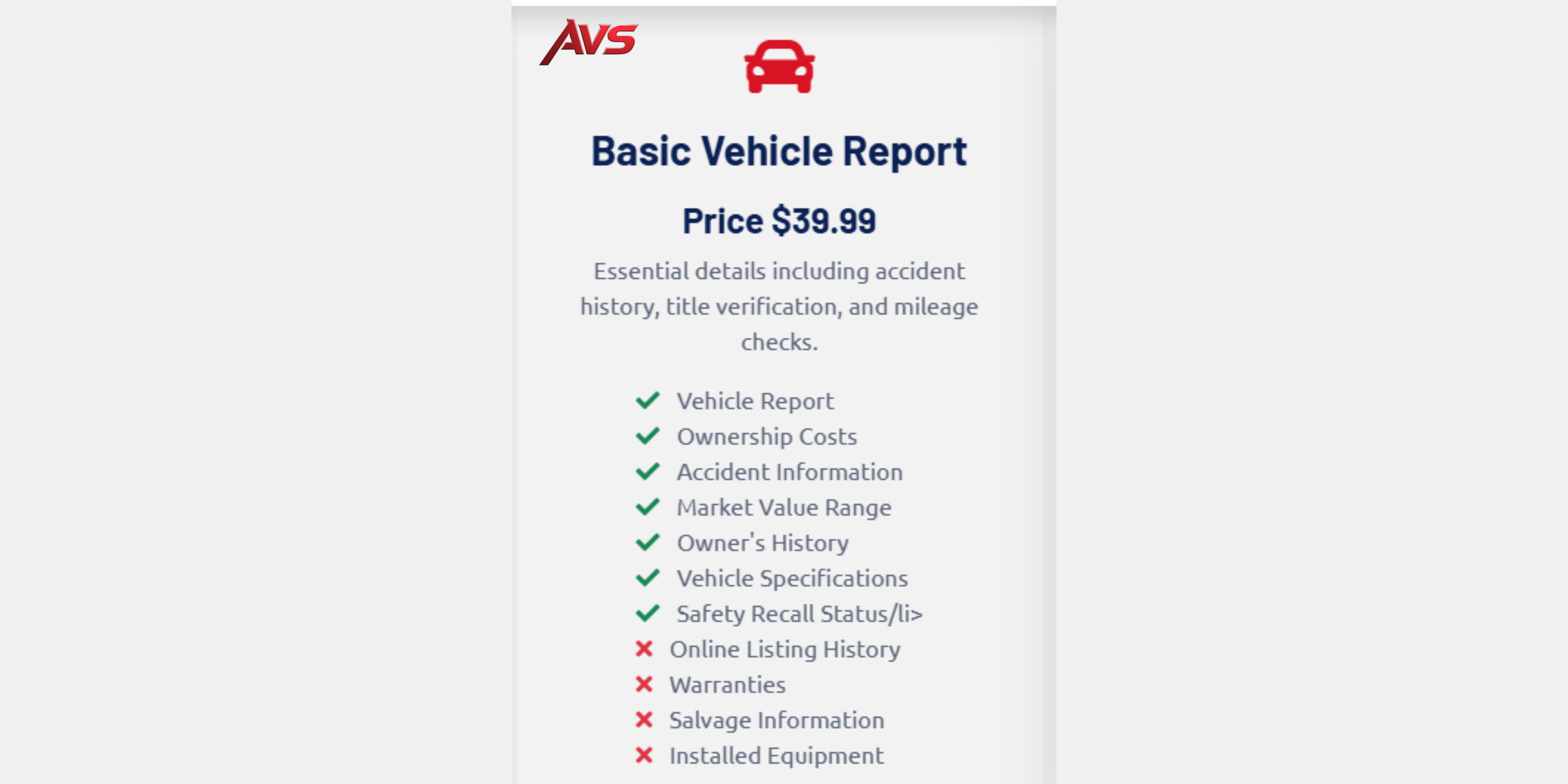 Basic Car Report